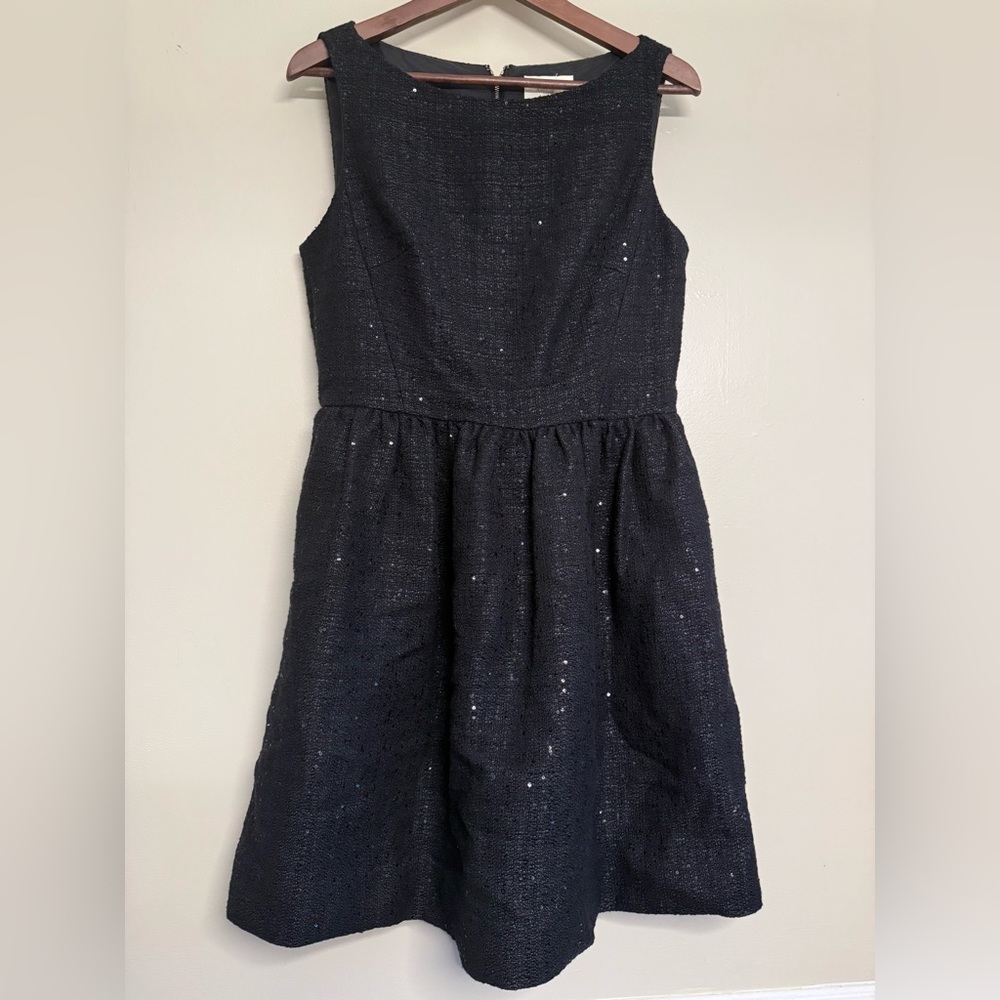 Kate Spade Black Shimmer‎ Mini Dress tweed fit and flare Dress size 10